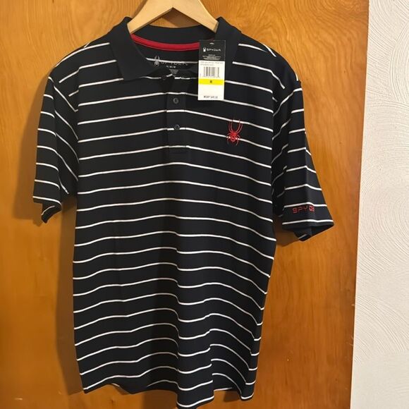 Spyder Polo Shirt Mens Medium Navy Pique - Picture 1 of 2